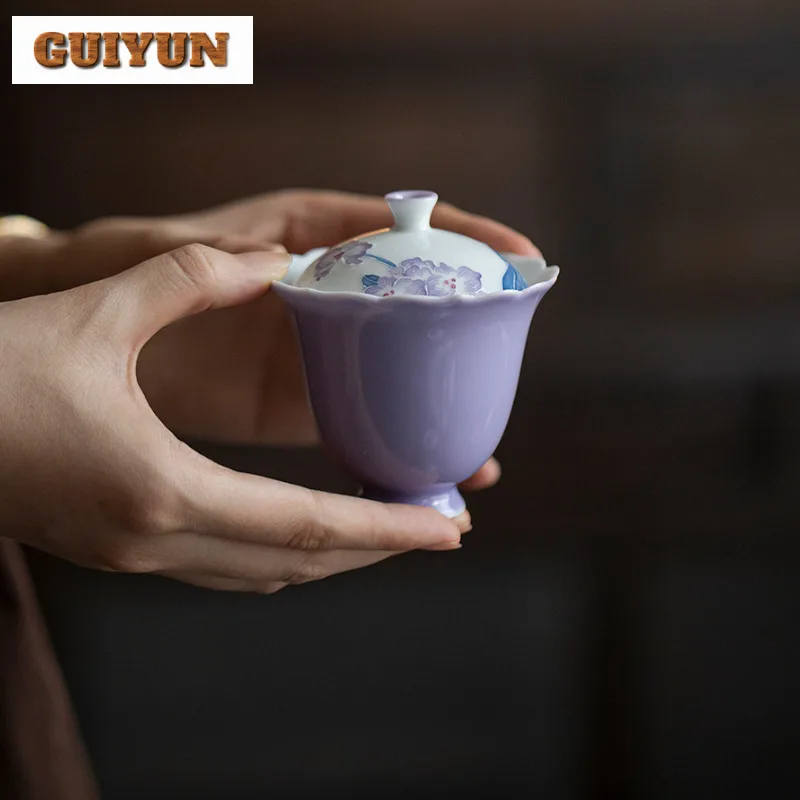 110 مللي رسمت باليد بيجونيا غايوان الجمالية الشاي تورين وعاء الشاي مع غطاء عدة تخمير الشاي غطاء وعاء المقاهي لوازم جمع