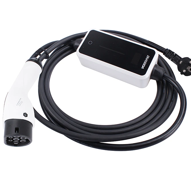 

Electric Car Charger 16A EV Charging Cable LED Screen Adjustable 5m Type 2 Portable Ev Charger