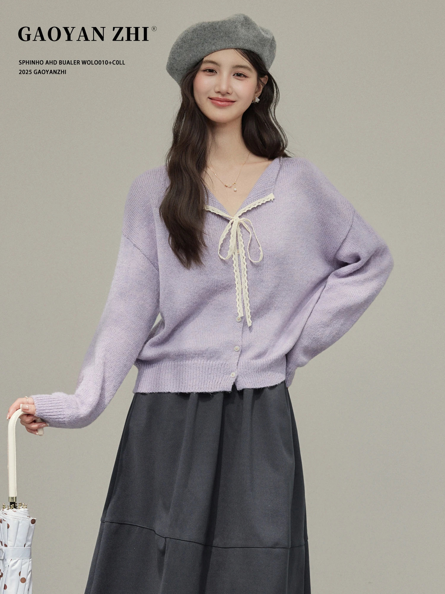 

Soft Cozy V-Ne Knitted Sweater Coat Women's Autumn Winter New Sle Gentle Wind Knot Belted Sweater Outerwear