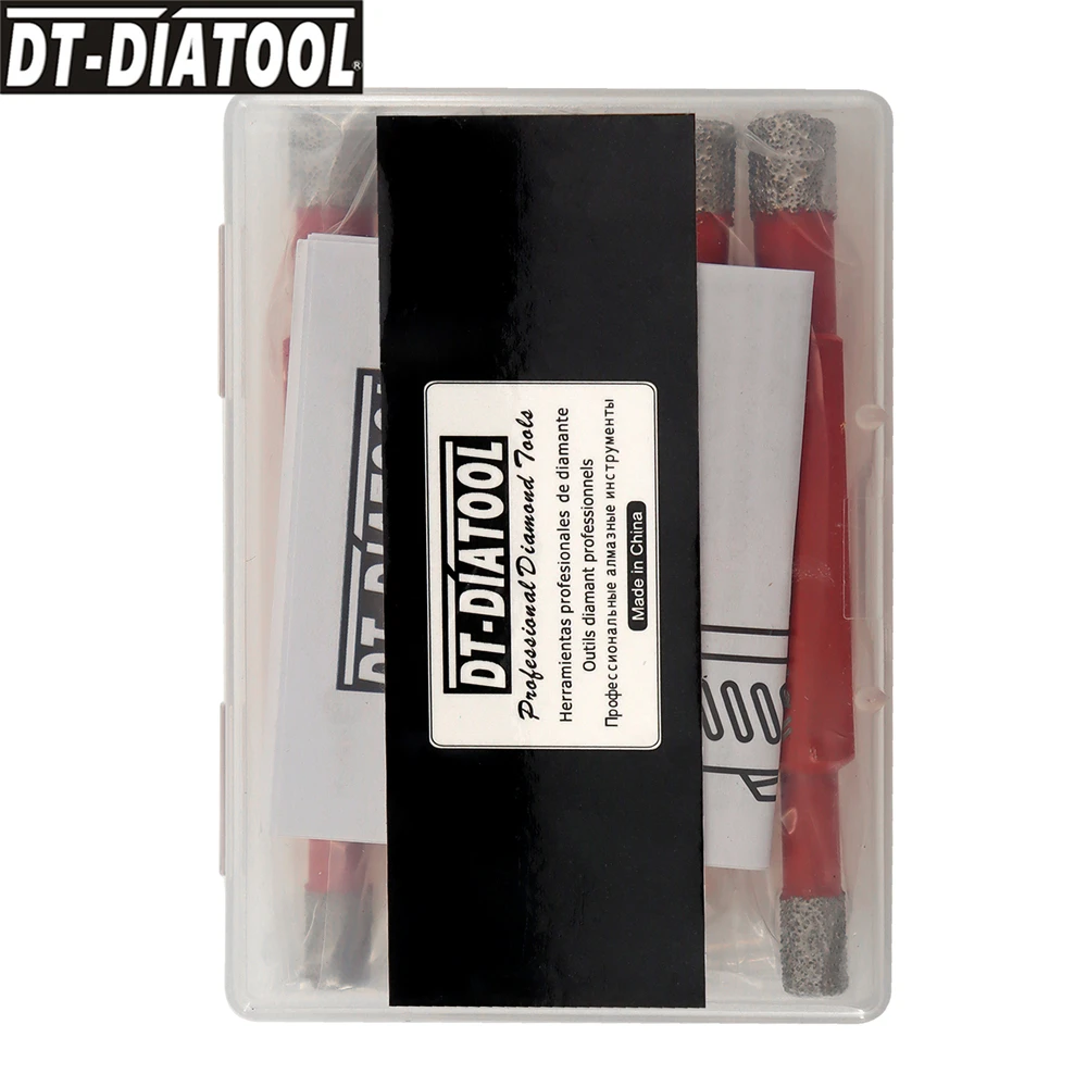 DT-DIATOOL 1 pz/2 pz/5 pz diamante vuoto brasato Double Ended Dry Drill Core come Bit per piastrelle ceramica granito marmo dimensioni 6-6/8mm