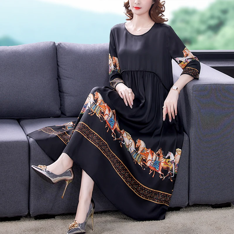 

Women Black Patchwork Print Satin Midi Dress 2024 Korean Vintage Dress Summer Short Sleeve Elegant Bodycon Party Vestido