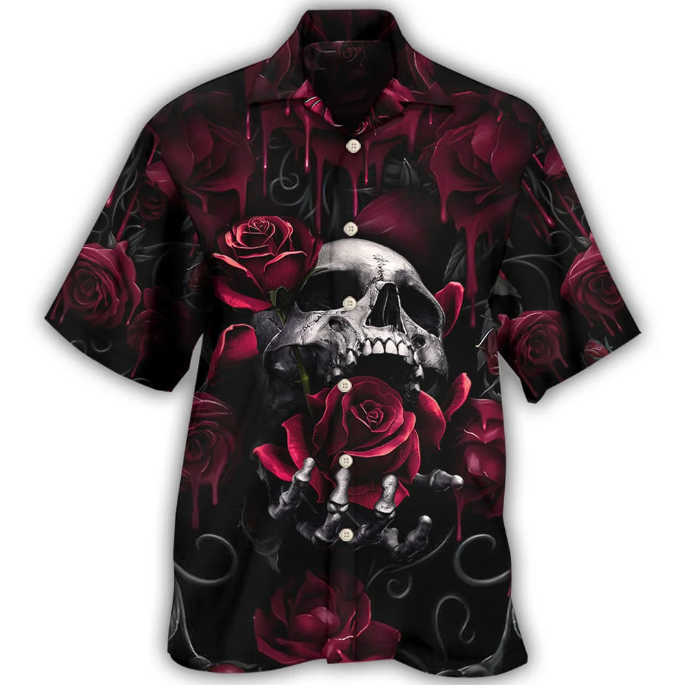 Skull Terror Summer Beach Shirt For Men's Casual Hd 3d Printing Short Sleeve Hawaiian Imported Clothing Graphics Streetwear