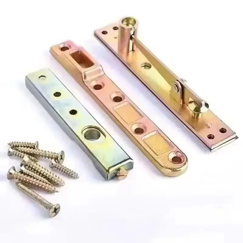 2Sets Heavy Door Pivot Axis Framed Glass Door Floor Spring Fitting Upper and Lower Door Shaft Adjustable Brackets Embedded Parts