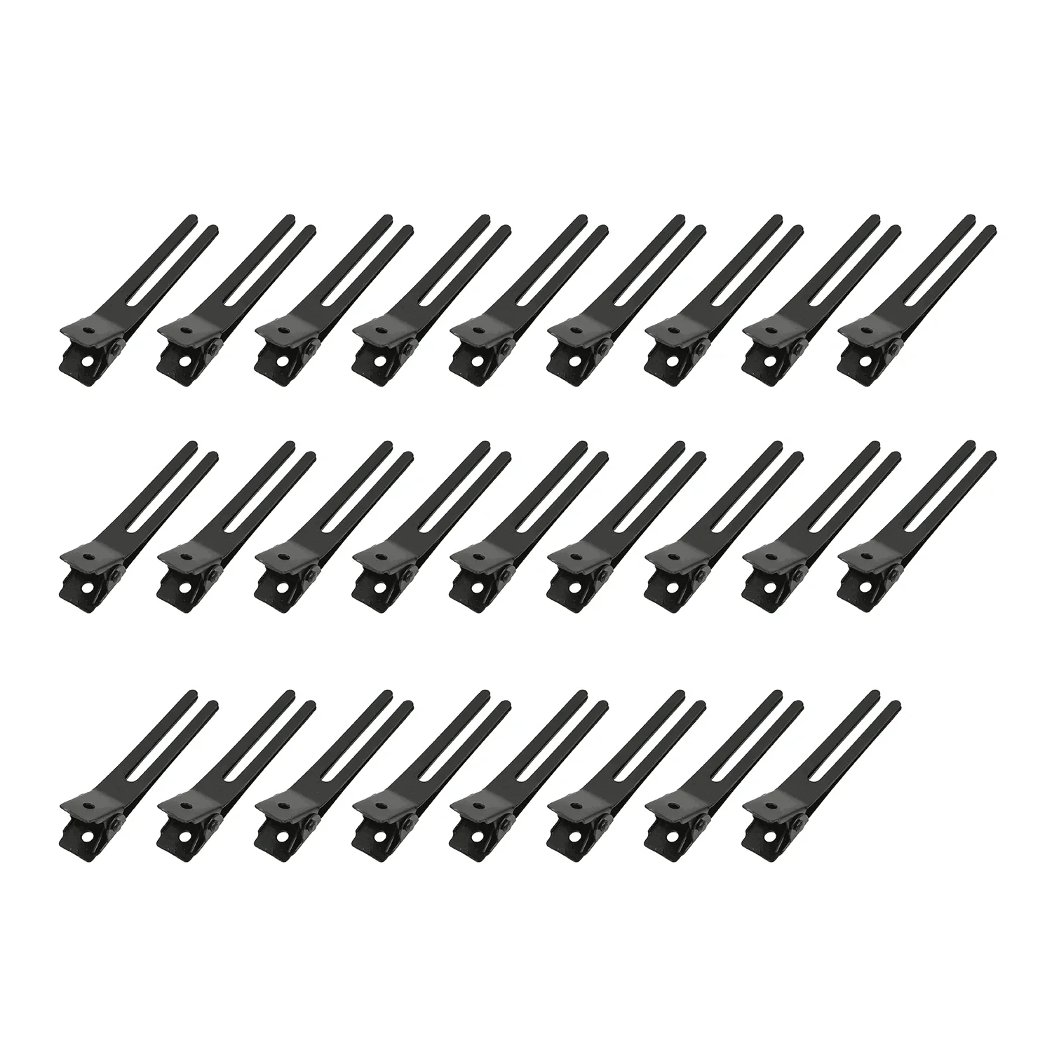 26 Pcs 1.8 Inches Hairdressing Double Prong Curl Clips Black Metal Alligator Styling Clips for Salon Hair Extensions