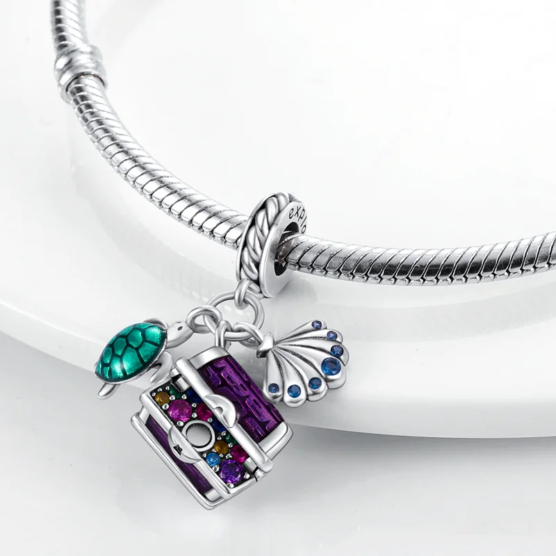 Ciondoli in argento sterling 925 con polpo, tartaruga marina, delfino, zirconi blu oceano, adatti per bracciale originale Pan, gioielli con ciondolo per regalo da donna