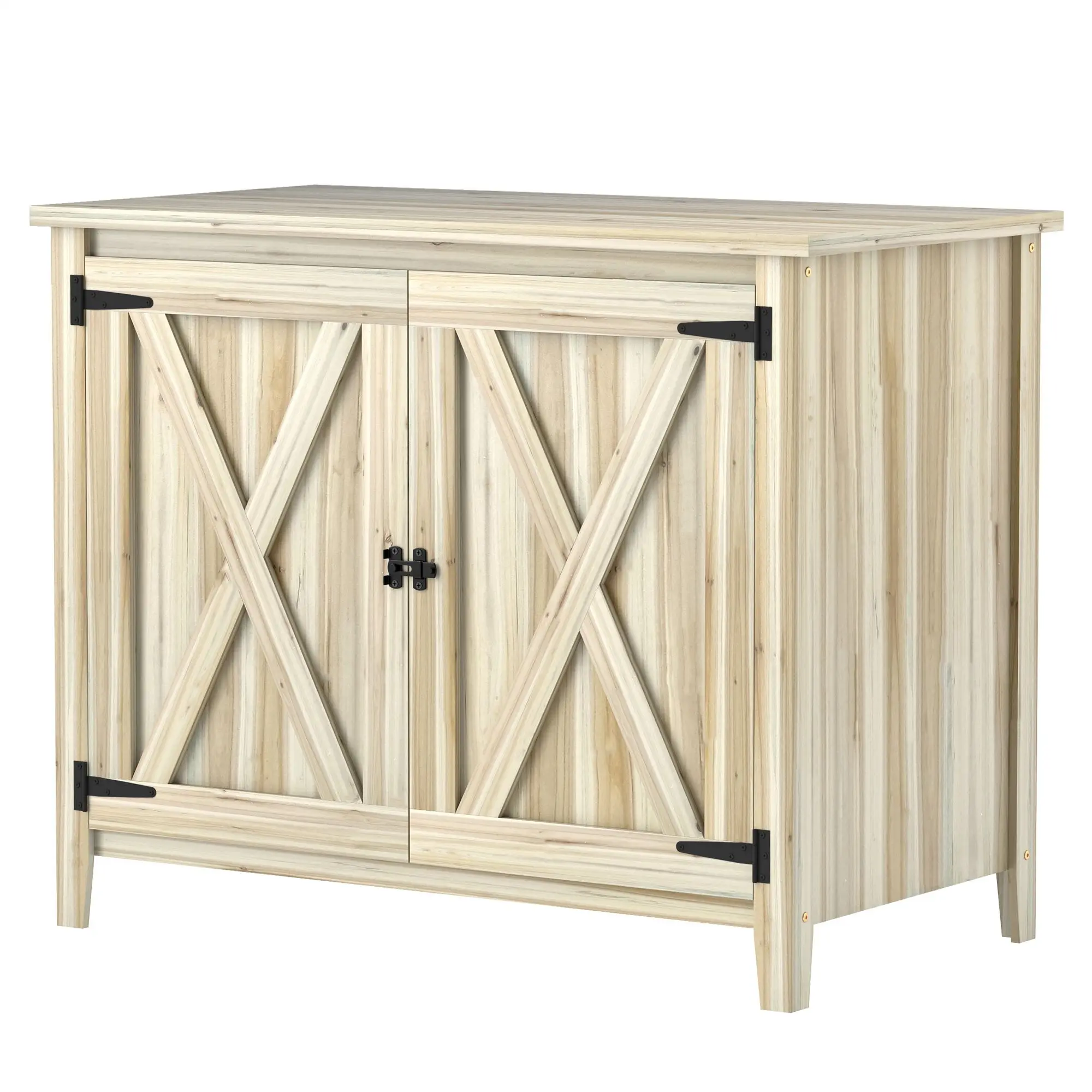 

Outsunny Wooden Outdoor Storage Cabinet, Garden Shed Potting Shed with Shelf and Double Doors, Natural Wood