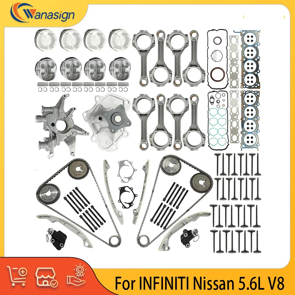 Engine Parts Head Gasket Set Crankshaft Timing Chain Kit Fit 5.6 L V8 Gas For INFINITI Nissan Pathfinder Pathfinder Armada 5.6L
