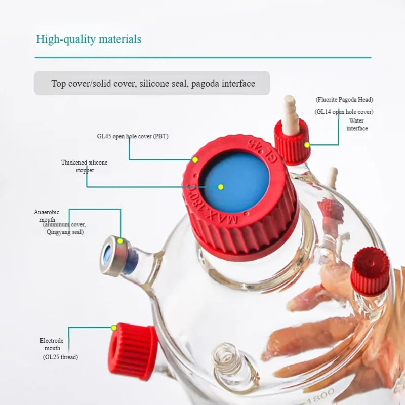 2000ml multi-port anaerobic bottle sludge reactor cell culture device biogas laboratory device MFC battery box