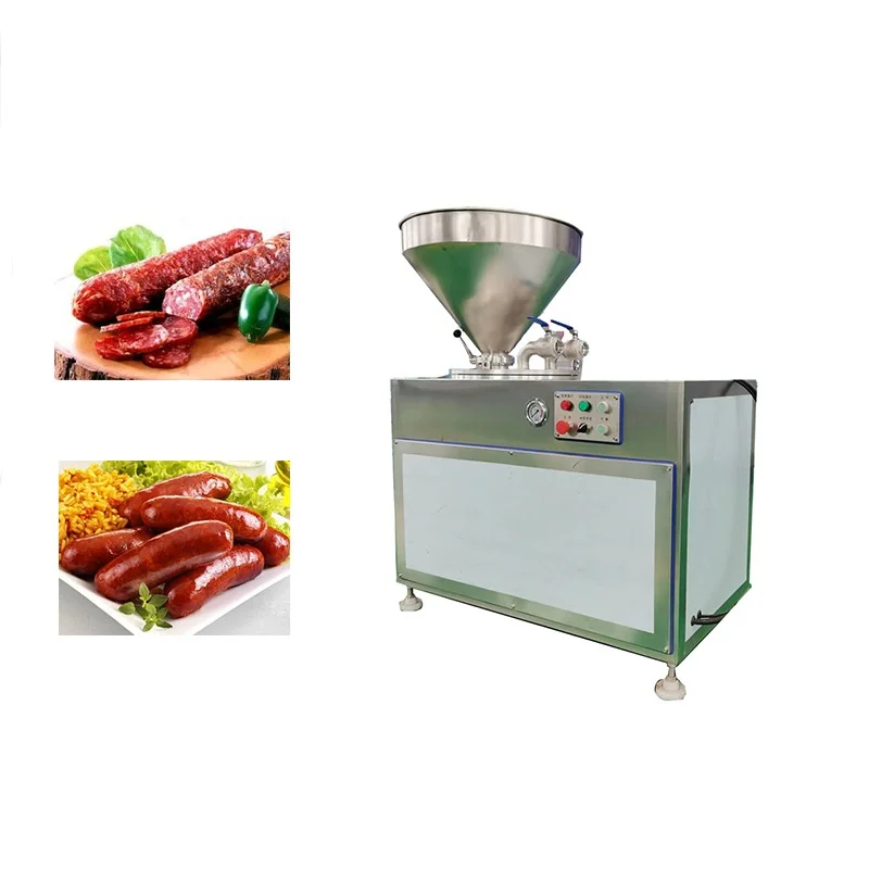 Commercial double-head stainless steel electric vacuum sausage stuffer highly automated hydraulic sausage machine