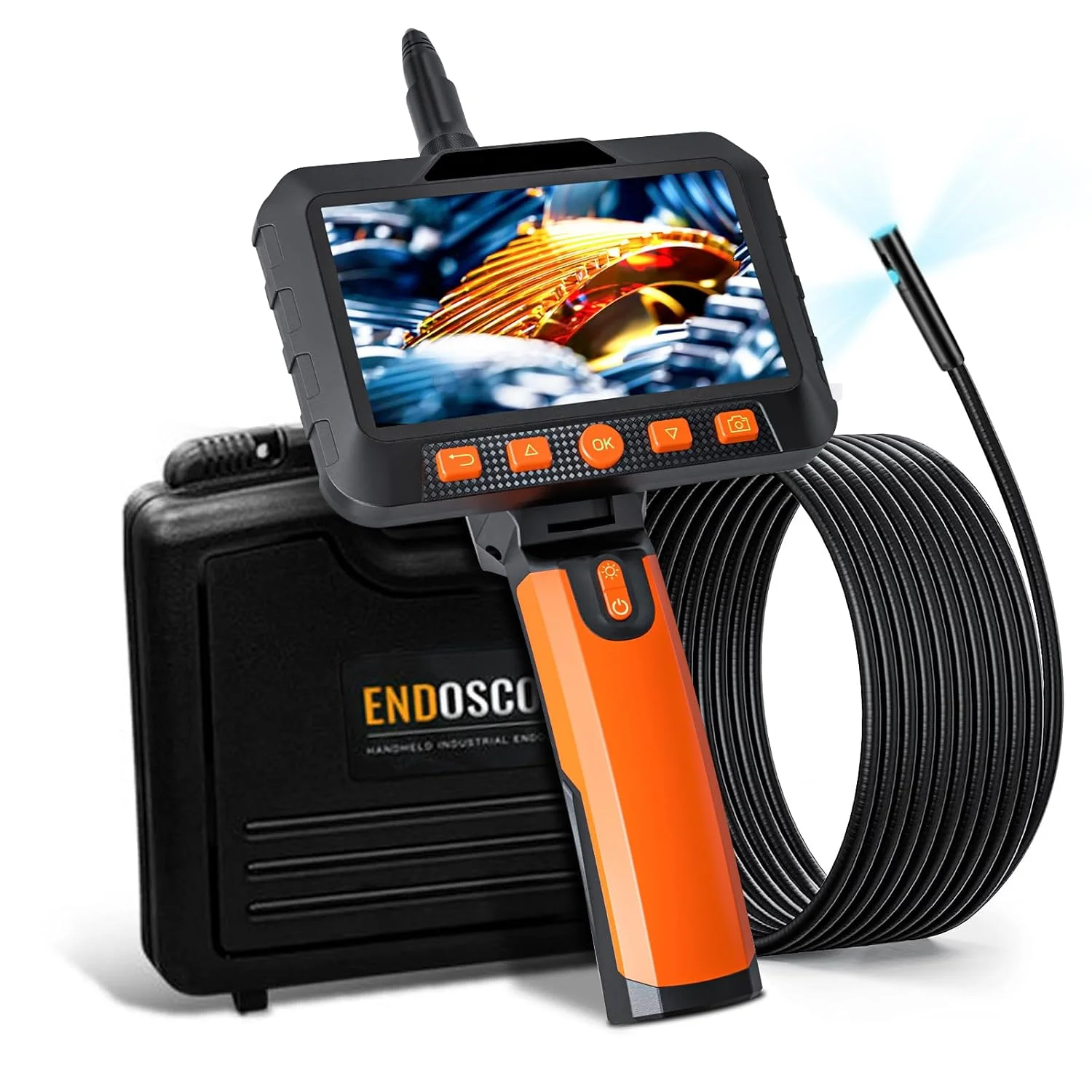 5 Inch Dual Lens 360-Degree Rotary Sewer Piping Drain Borescope Automotive Inspection Endoscope Camera 1080p Rotate For Cars 360