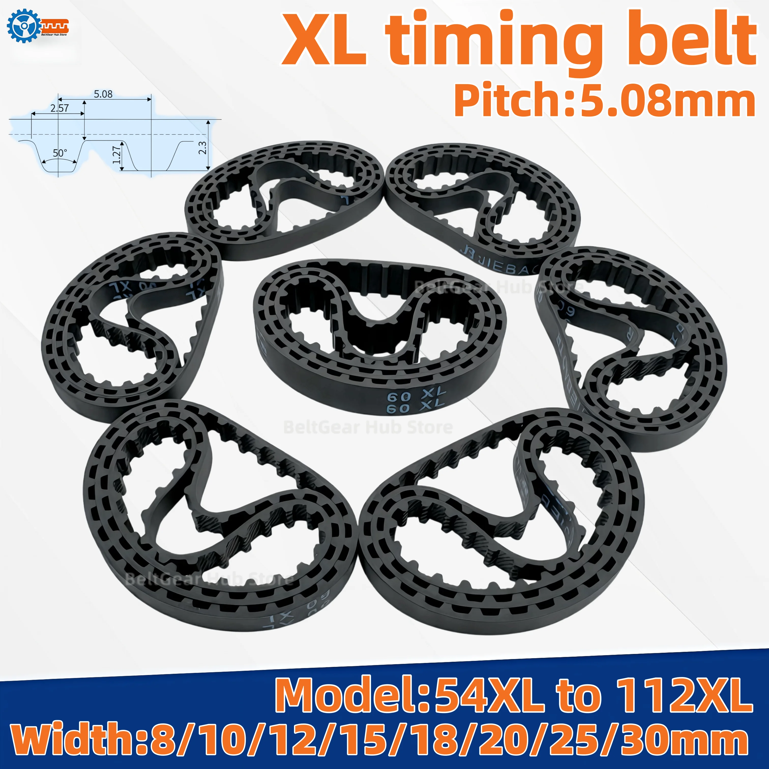 3D Printer Part Synchronous Belt XL Timing Belt 54XL to 112XL Length Fit 8mm-30mm Width Neoprene Transmission Belt for Machinery
