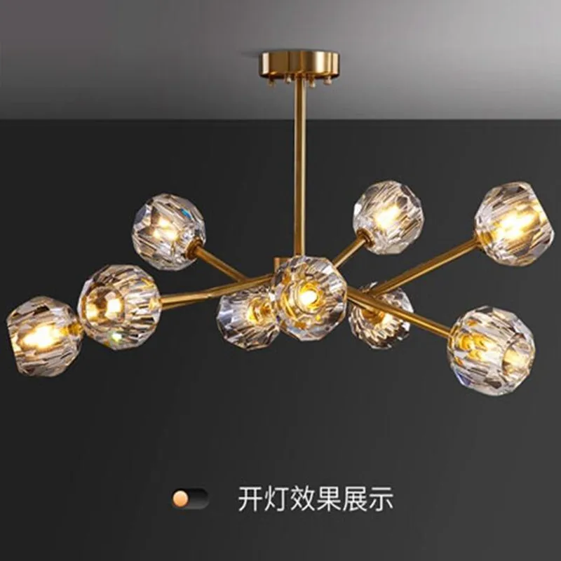 Postmodern American copper Crystal chandelier lighting and Luxury Dining Room lustre Magic Bean Molecular hanging Lamps lustres