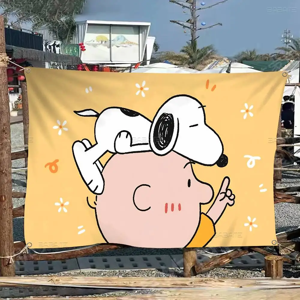 Classic Comic S-Snoopy Dog Banner Art Printing Japanese Wall Flag Anime Wall Hanging Home Decor