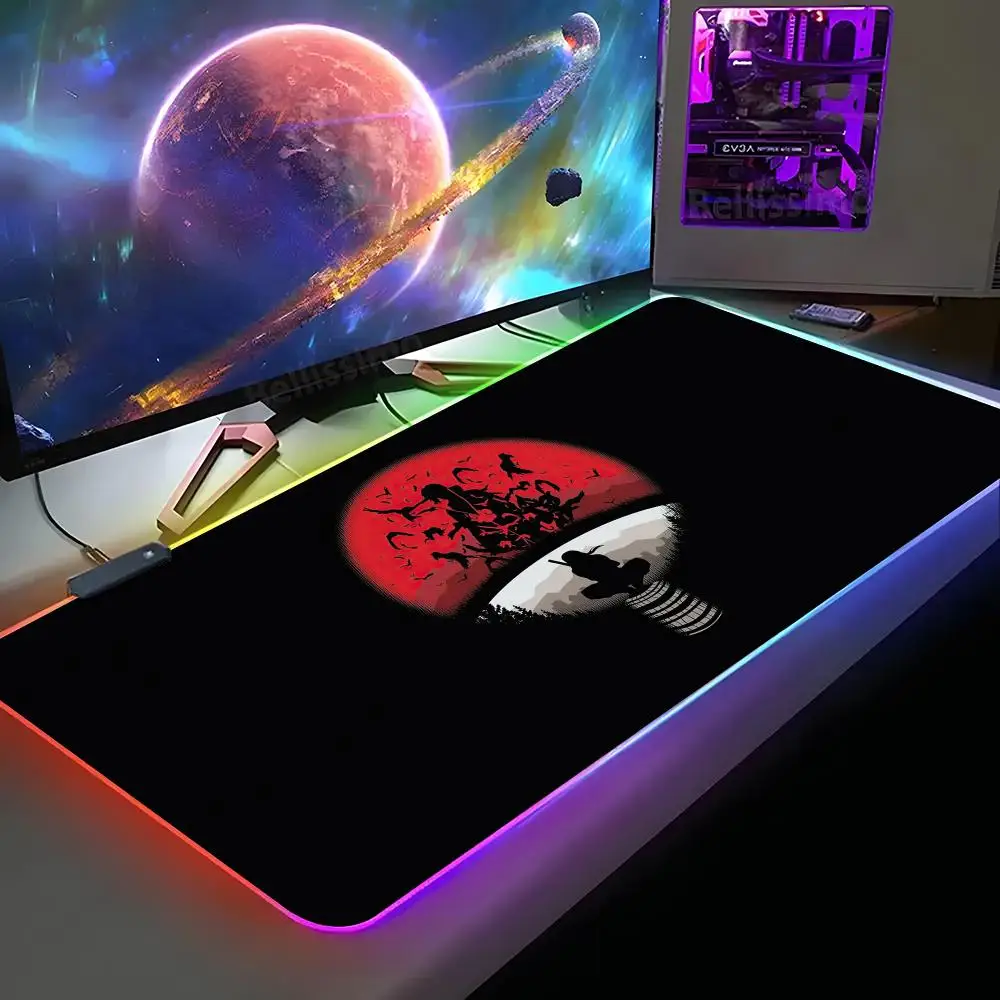 

Anime N-Narutos Mouse Pad XXL RGB Gaming Mouse Pad HD Gamer Accessories Large LED Light MousePads PC Carpet With Backlit