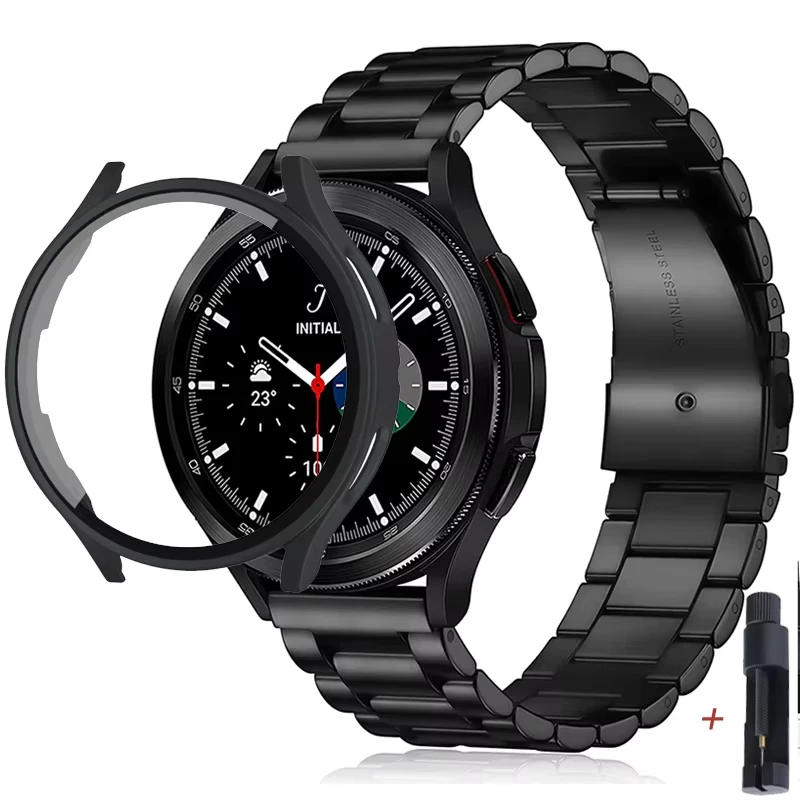 Correa + funda para Samsung Galaxy Watch 6 5 4 44 40mm 4/6 Classic 46 42mm pulsera de acero inoxidable Galaxy Watch 3 5 Pro 41 45mm Correa