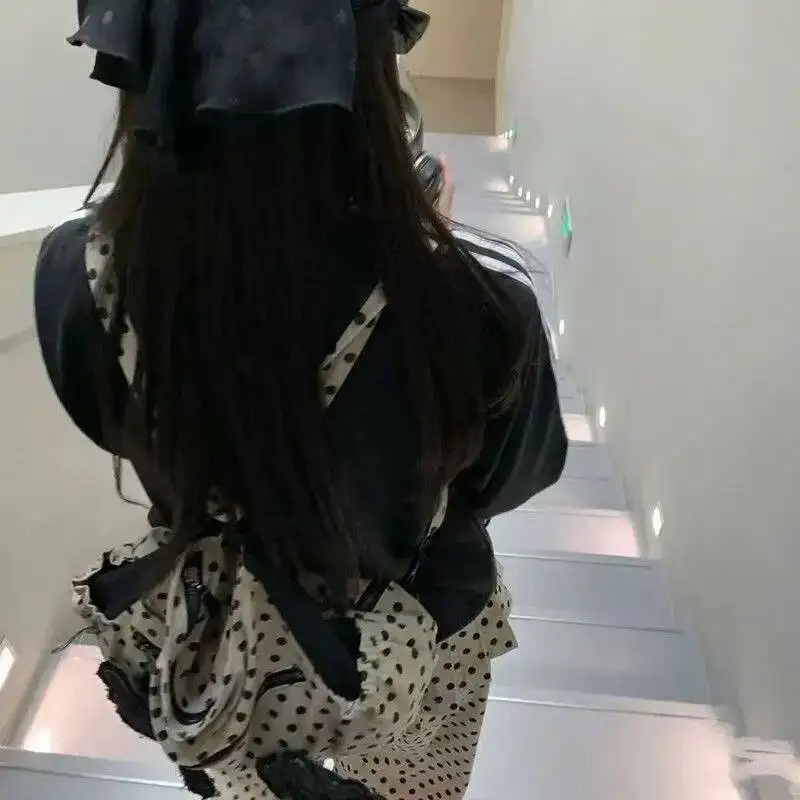 Streetwear Trendy Y2k Aesthetic Dots Wings Women's Handbags Fashion Office Lady Shoulder Underarm Bag All Match Casual Backpacks