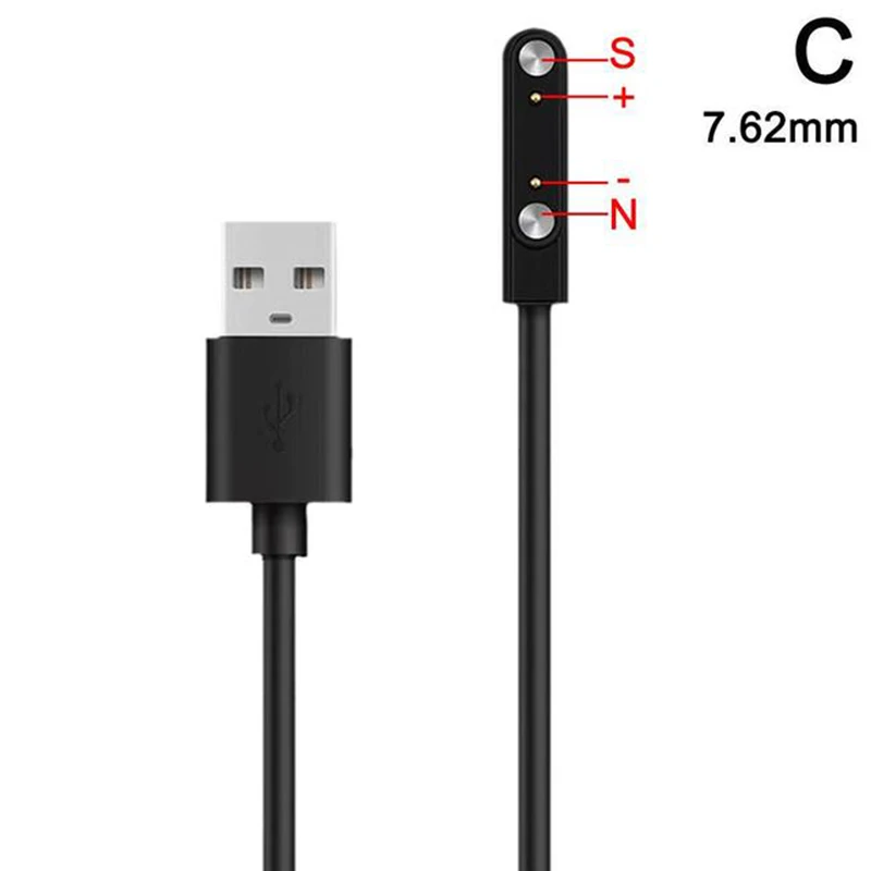 60CM Magnetic Charging Cable For Smart Watch For 2 Pin 7.62mm 4mm 2.84mm Distances Black USB Power Charger Cables Universal