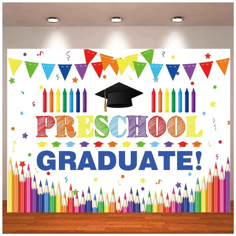 Photography Backdrop Preschool Graduate For Kids School Prom Party Supplies Decor Banner Kindergarten Congrats Grad Background