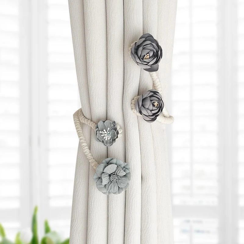 2Pcs Modern Handmade Creative Versatile Flower And Branch Curtain Ties Suitable For Home Decoration In Living Room And Bedroom