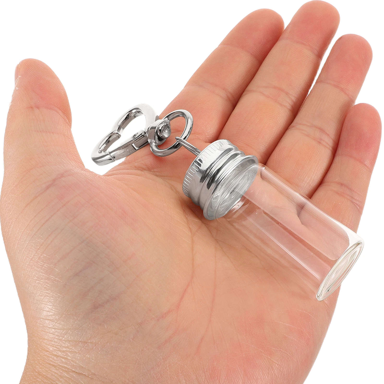 

10Pcs Mini Glass Bottles Keychain 7ml Clear Transparent DIY Wishing Vial Charm Containers Holiday Travel Wedding Favors