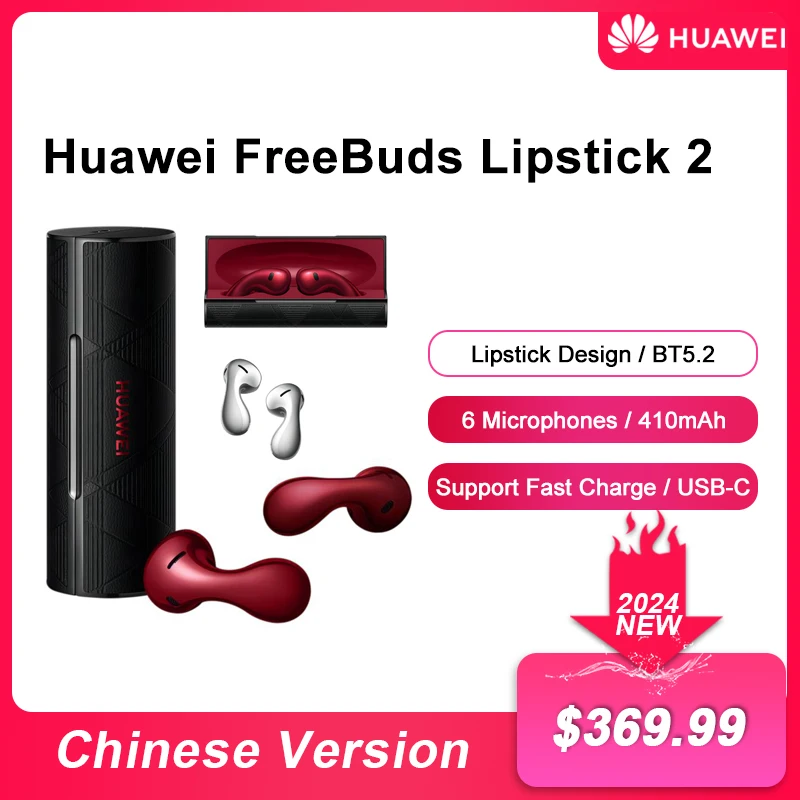 

Huawei FreeBuds Lipstick 2 Headphone Original High Resolution Sound Air-Like Comfort Open-Fit Active Noise Cancellation 2.0 Red