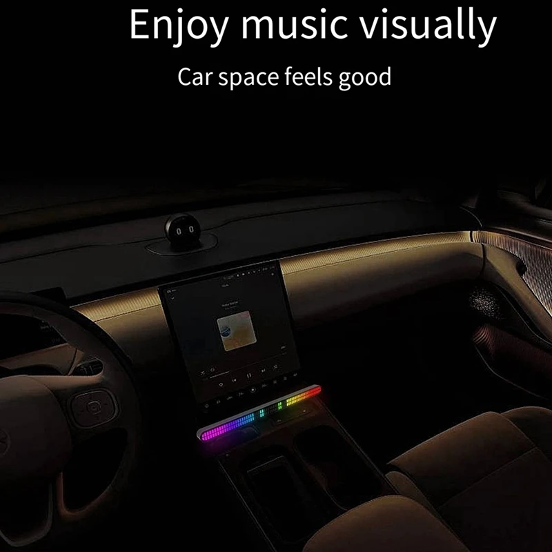 New Double Row 64-Bit Pickup Light Car RGB Rhythm Light Car Voice-Controlled Light Audio Atmosphere Light