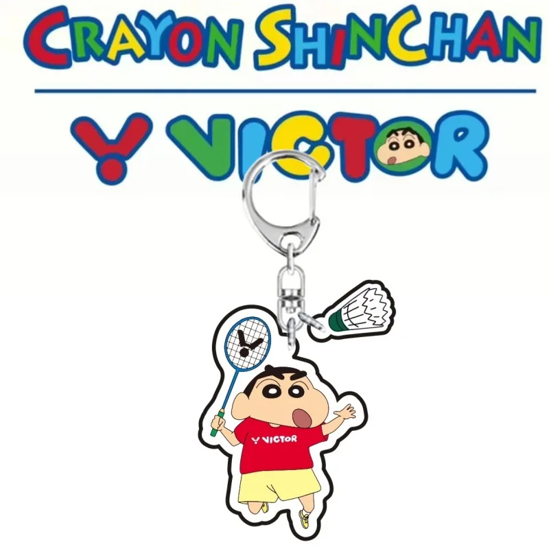 Crayon Shin-chan badminton Keychain Cute Cartoon Backpack Pendant Matching kawaii Girls Accessories Birthday Gift Kids Toys