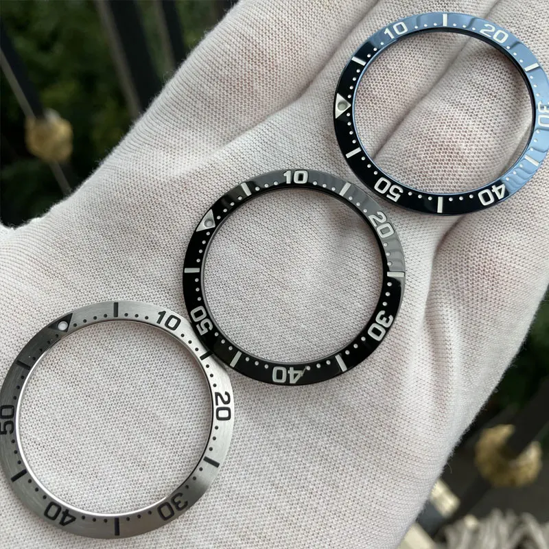 Uhren teile 38mm/30,5mm Stahl lünette schwarz/blau/Stahl einsatz für Gehäuse spb185j1/187 j1