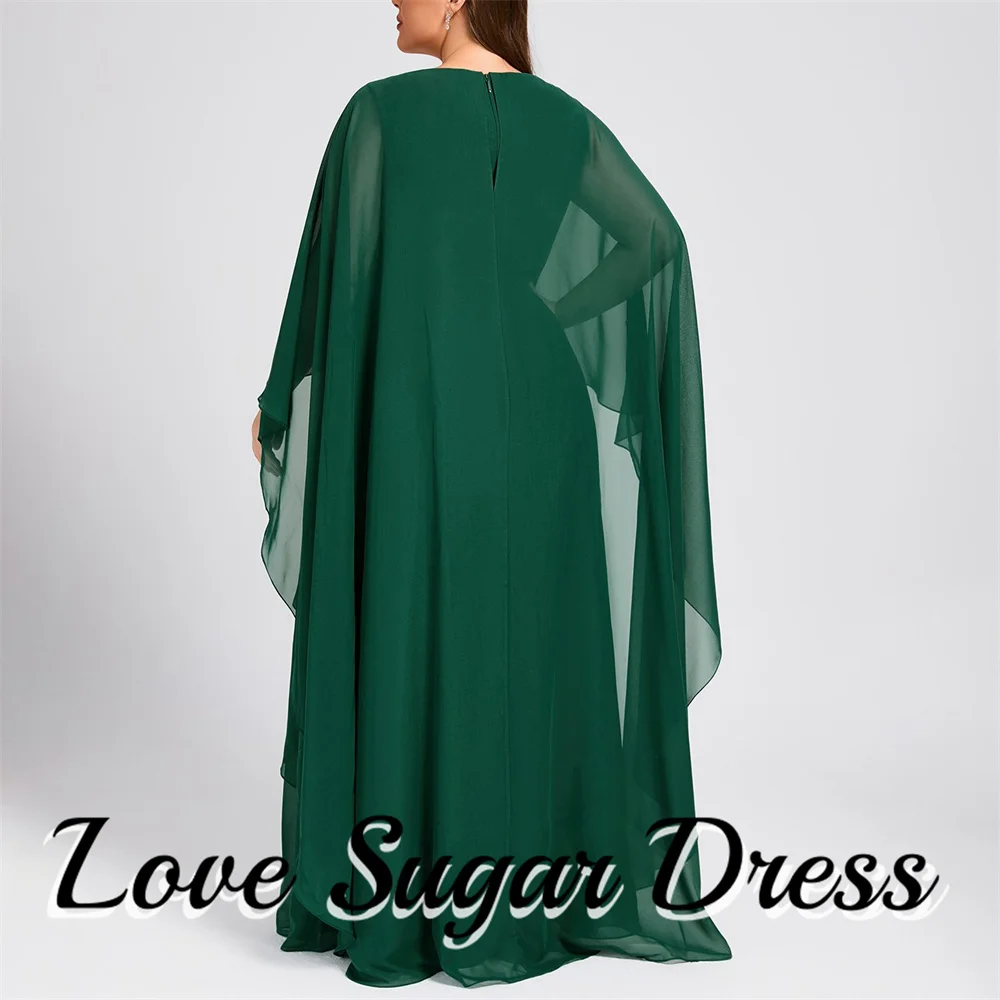 Plus Size Chiffon Mother of the Bride Dresses Shawl Sleeves Simple Long Ruching Wedding Party Gowns Scoop Customsizedفساتين سهرة