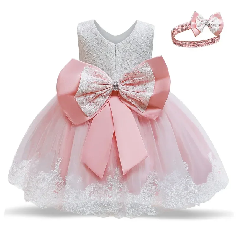 Toddler Baby Girls 1st Birthday Christening Dress 2024 Flower Girl Dress for Wedding Princess Summer Sleeveless Lace Party Dress