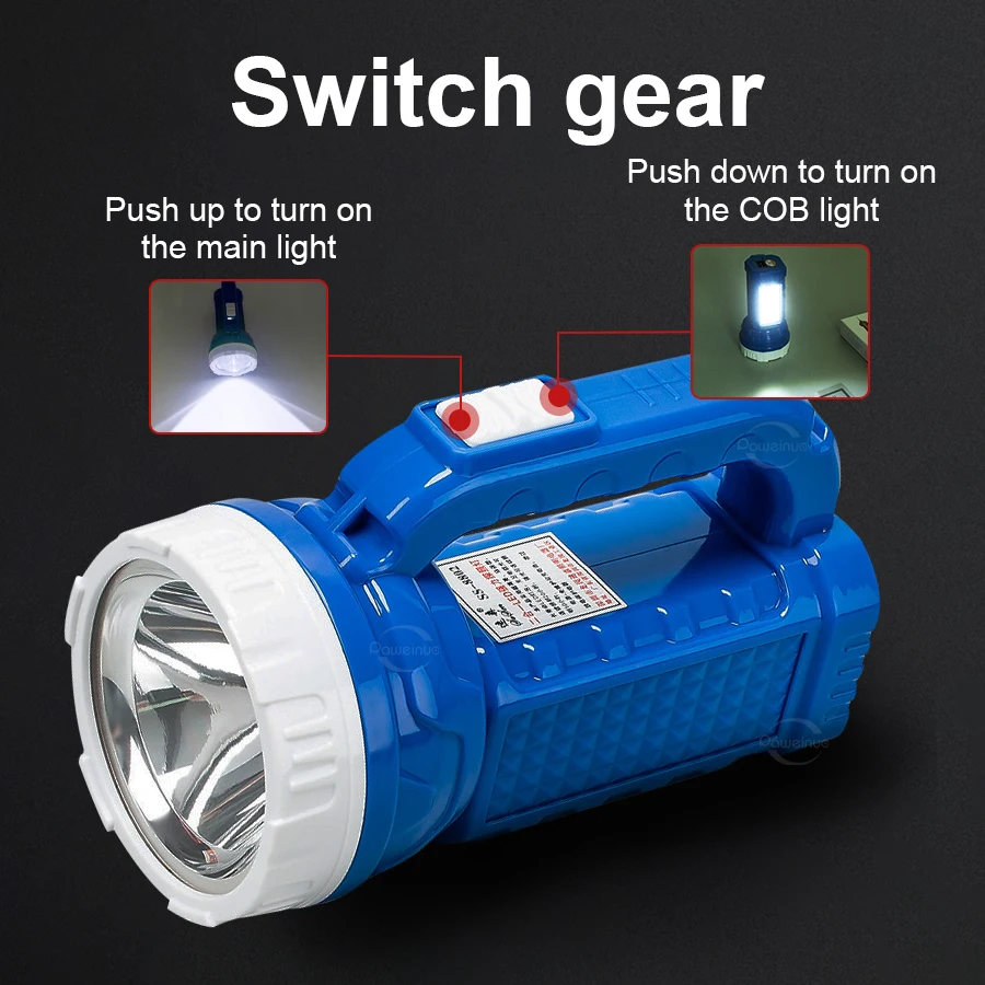 LED Rechargeable Strong Light Flashlights Outdoor Super Bright Portable Lamp Built-in Battery High Power Spotlight with COB Lamp