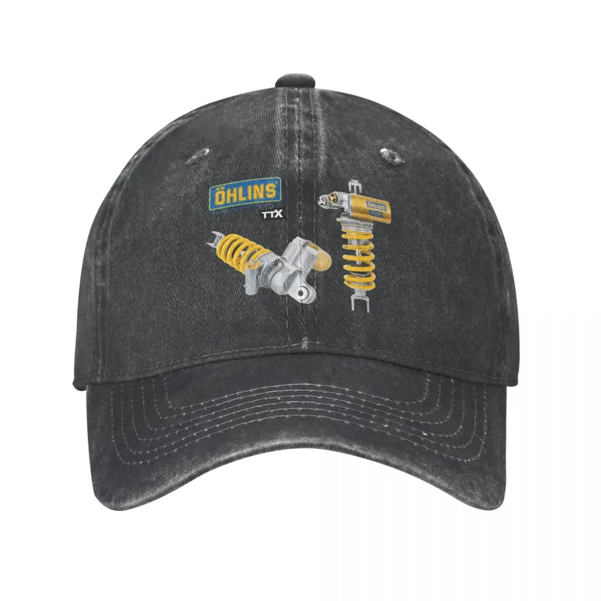 Ohlins Racing Baseball Cap Racing Motorcycle Running Hippie Sun-Proof Washed Trucker Hat Female Male y2k Cool Print Baseball Cap