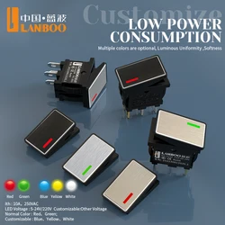 LANBOO 1409 Series KCD1 Rocker Switch 7Amp 2NO2NC with LED 3-Position Color Options: Red Green Blue Yellow White