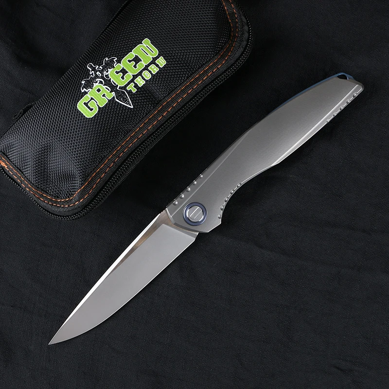 Green Plum Lee Folding Knife Ferramenta Edc Tc4 Titânio 3d Handle Frutas Camping ao ar Livre M390 Lâmina