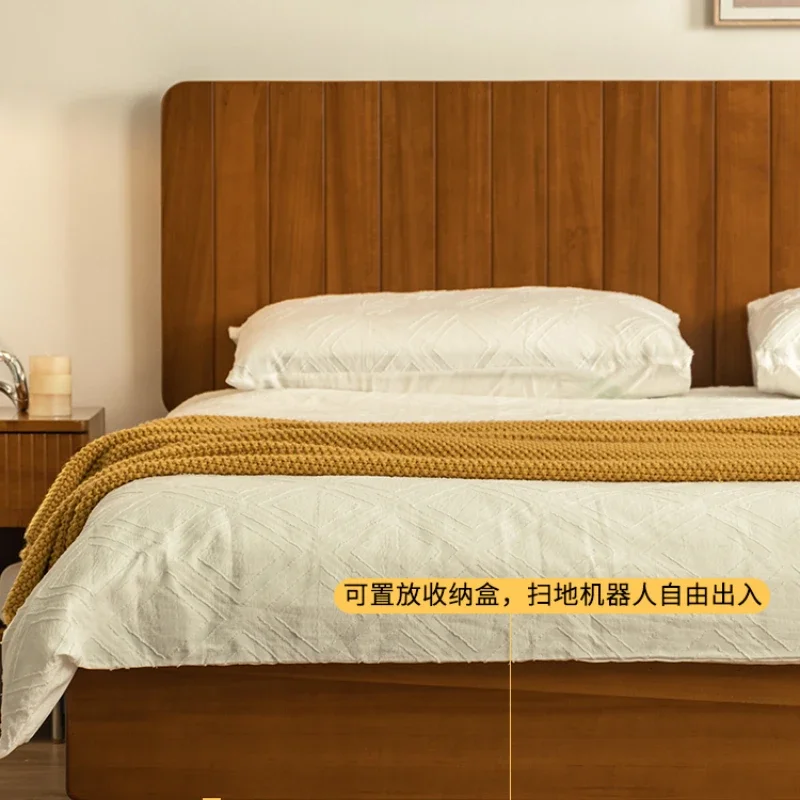 

Retro Furniture Bed Frame Nordic Full Solid Wood Bed Master Bedroom 1.5/1.8 M Suspension Japanese Style