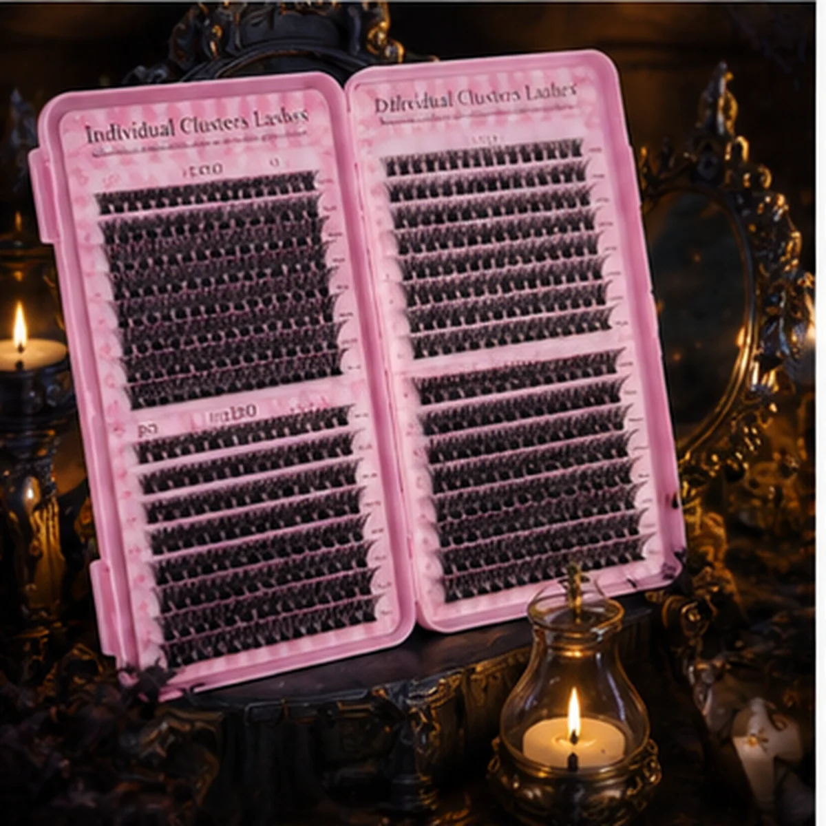 640 Cluster Segmented False Eyelashes C Curl Fluffy 50D Single Cluster Lashes Soft and Lightweight 3D Realistic Fiber, Naturally Blendable for DIY Application at Home - Long-Lasting and Not Easy to Scatter, Lightweight and Natural-Feeling Lashes, Suitable for Daily Charm and Special Occasions Like Halloween