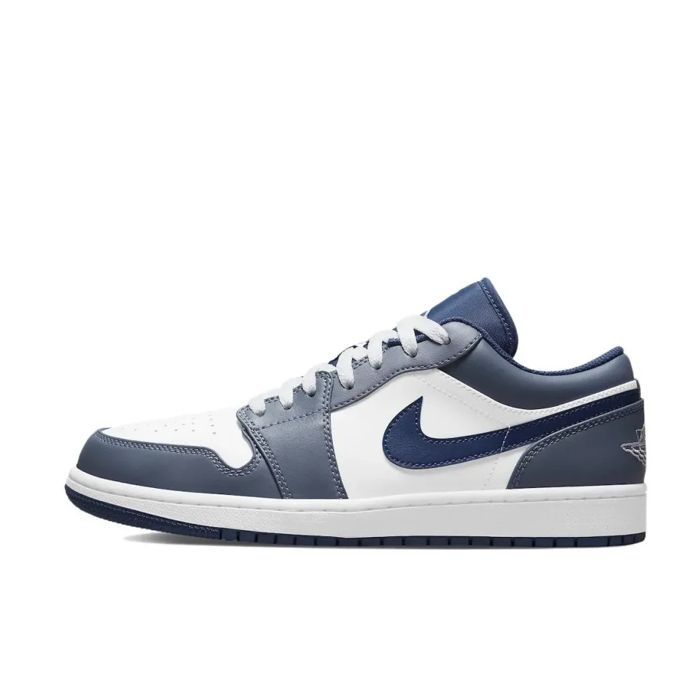 Nike Blue Air Jordan 1 Low Mens Low Top Basketball Shoes Trendy Fashion Sneakers Wear-resistant Anti-slip