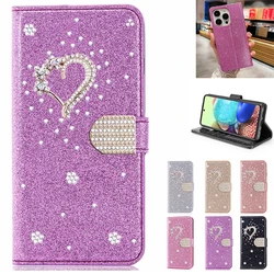 Glowing Glitter Leather Flip Phone Case Pink iPhone 17 ProMax Air 16 E 15 Pro 14 Plus 13 12 Mini X XR XS 11 Max 7 8 Luxury Cover