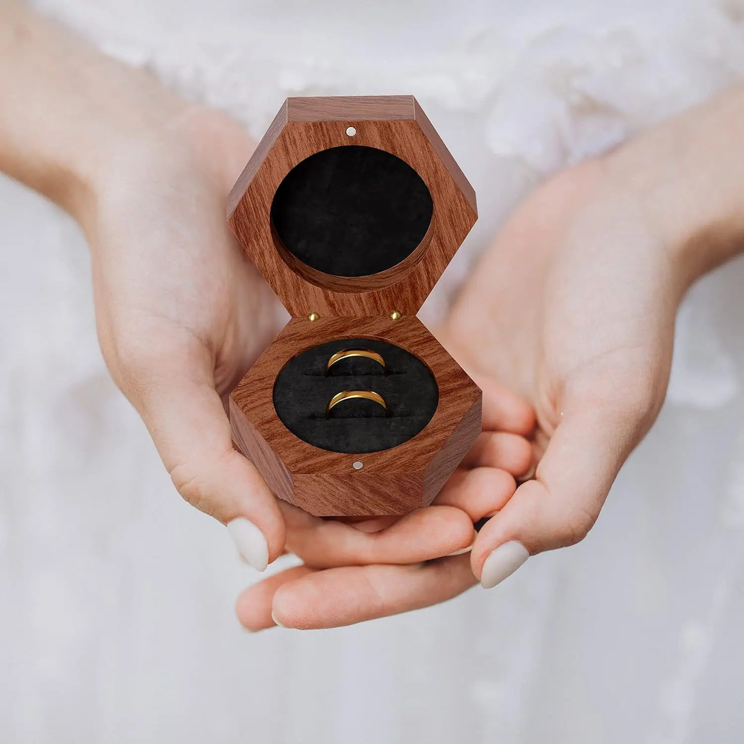 Custom Engraved Rustic Log Wood Ring Box Wedding Engagement Proposal Couple Jewelry Storage Wooden Ring Case