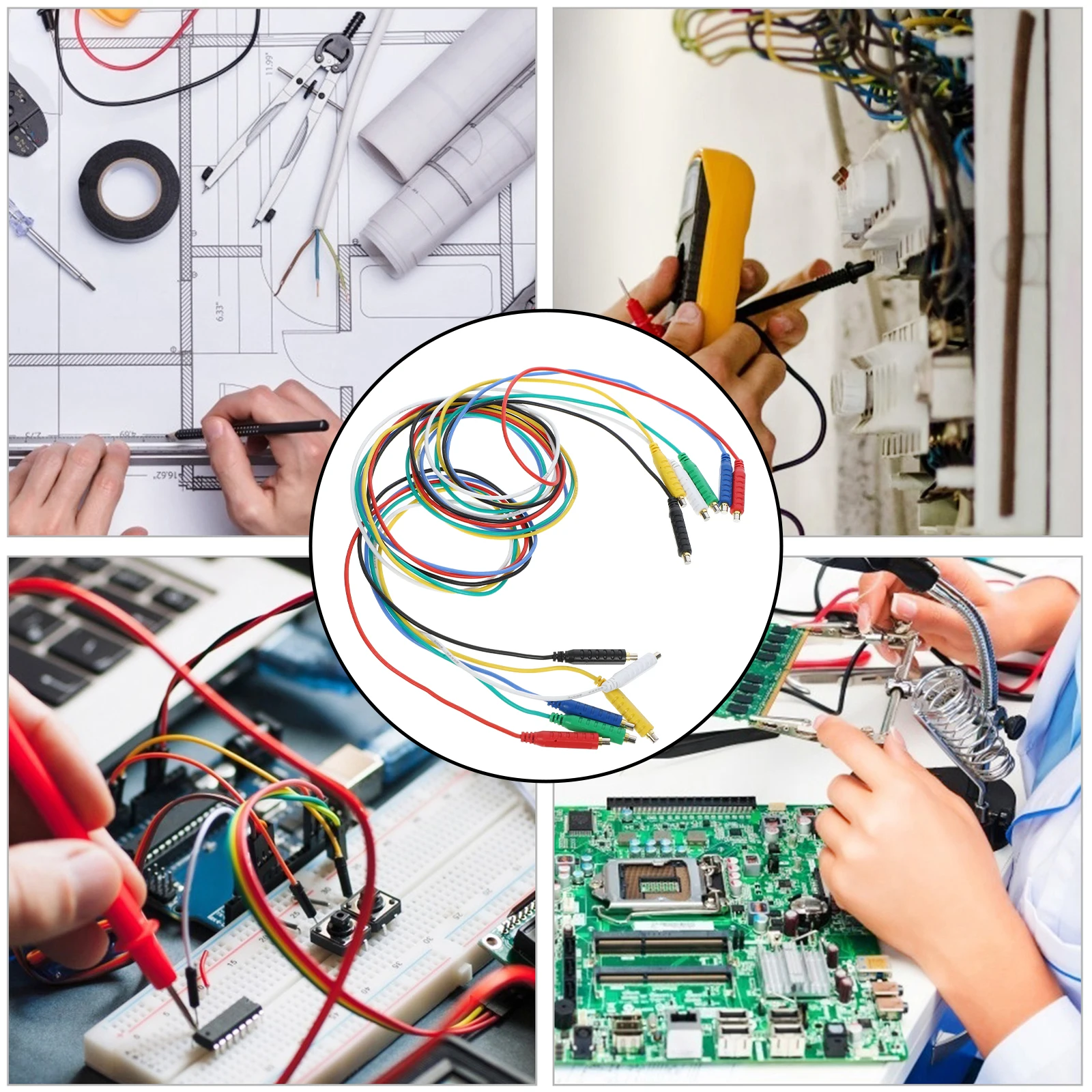 

6 Magnetic Test Leads 20AWG Flexible Silicone Jumper Wires for Multimeter Voltage Tester Hvac Tools Electrical Experiment Low