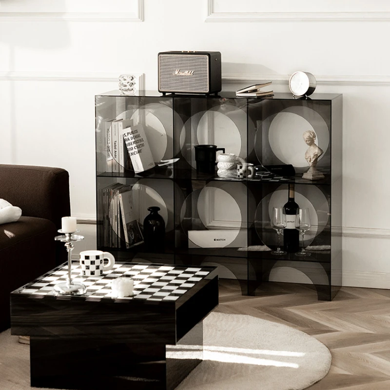 

Gray Square Modern Minimalist Creative Living Room Acrylic Shelf Multilayer Storage Storage Light Luxury Display Cabinet Floor