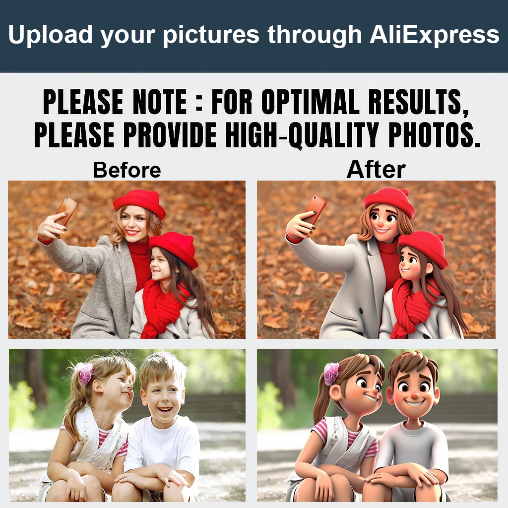 Custom Cartoon Style Portrait from Photo Personalized Cartoon Christmas Gift for Couples Family Kids - Unique Wall Art Poster