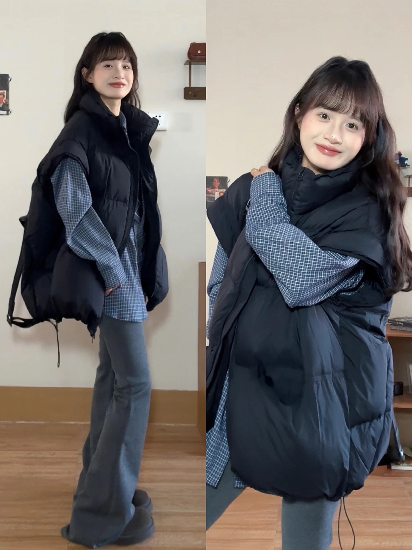 

Vests Waistcoats Thick Womens Double Breasted With Chair Spring Cotton-Padded Cropped U-Shaped Neckline Sleeveless Officewear OL