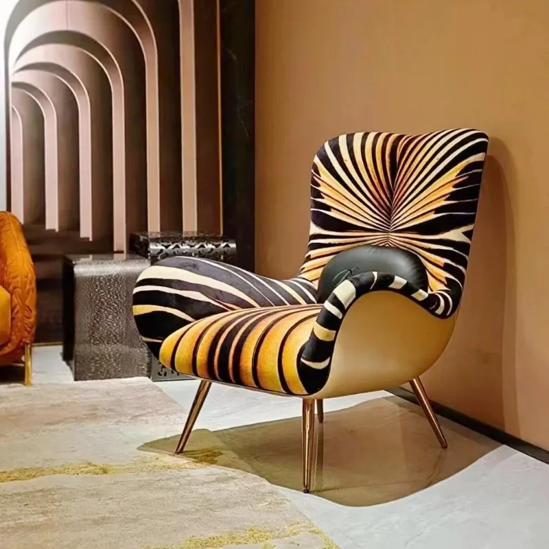 

Light luxury Internet celebrity single chair New tiger stripe lounge chair