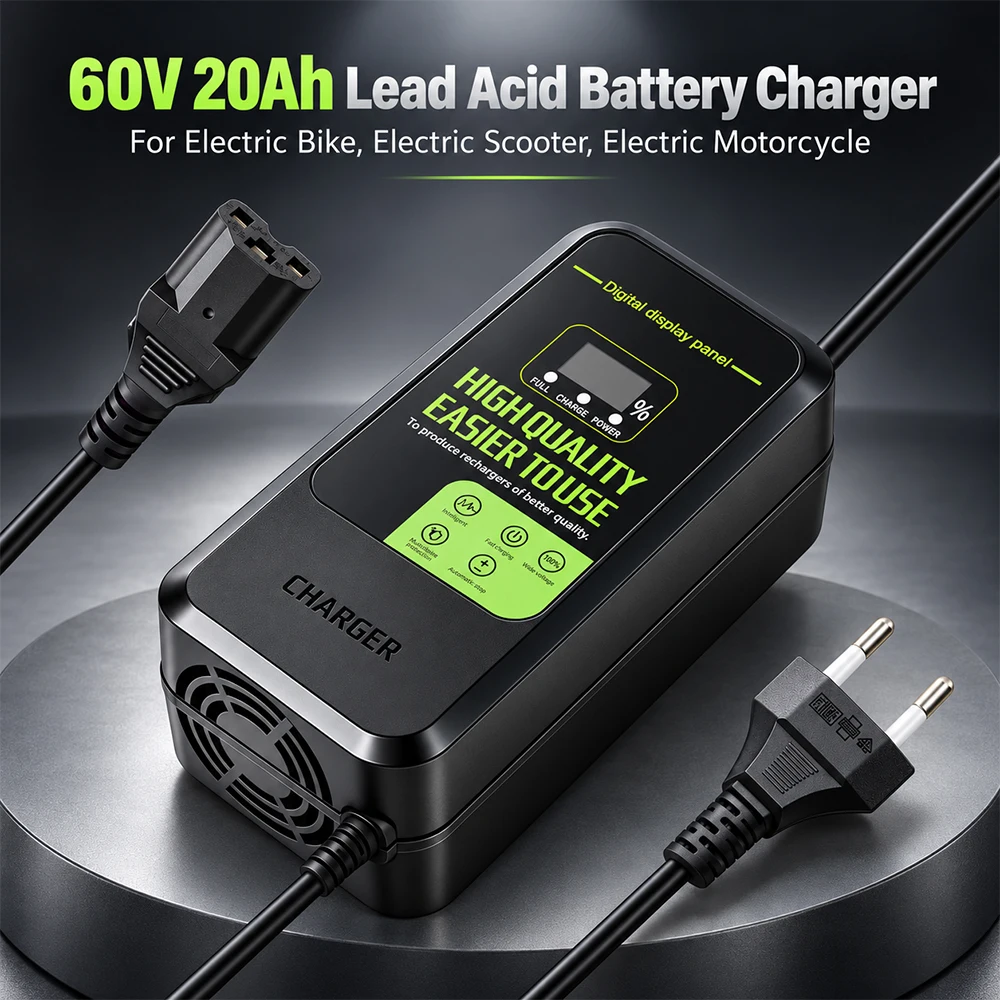 60V 20AH Lead Acid Battery Charger 3 Holes Plug