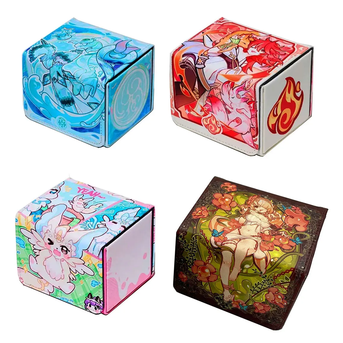 100+ PU Anime Cards Storage Box Deck Board Game TCG Cards Box Protector Bag for MGT/Pkm/Yu-gi-oh/Trading Card Collecting Game