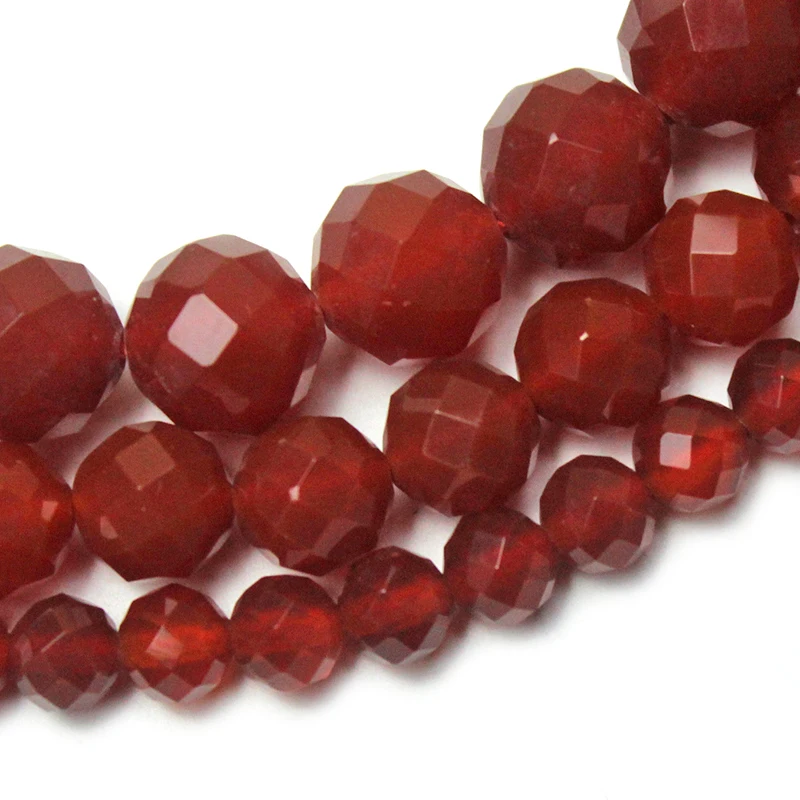 Natural Stone Red Carnelian Agates Round Gem Cut Beads 15\