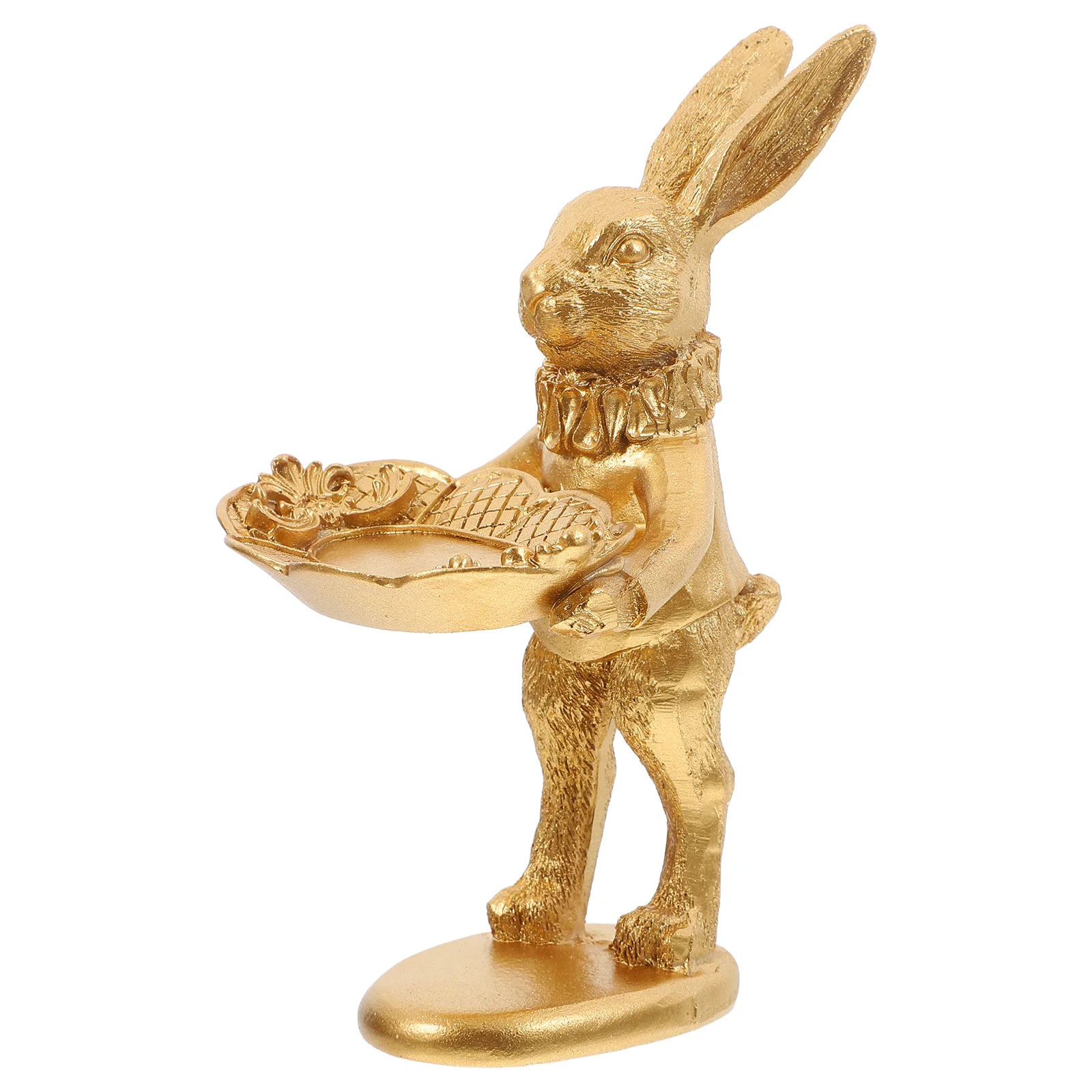 Rabbit Ornament Desktop Decor Photo Prop Adorable Bunny Model Easter Decoration Retro Adornment Resin Jewelry Rack Golden