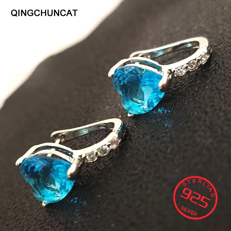 

Red Genuine Natural Garnet 925 Sterling Silver Heart Hoop Earrings for Women Fashion Statement Gemstone Jewelry