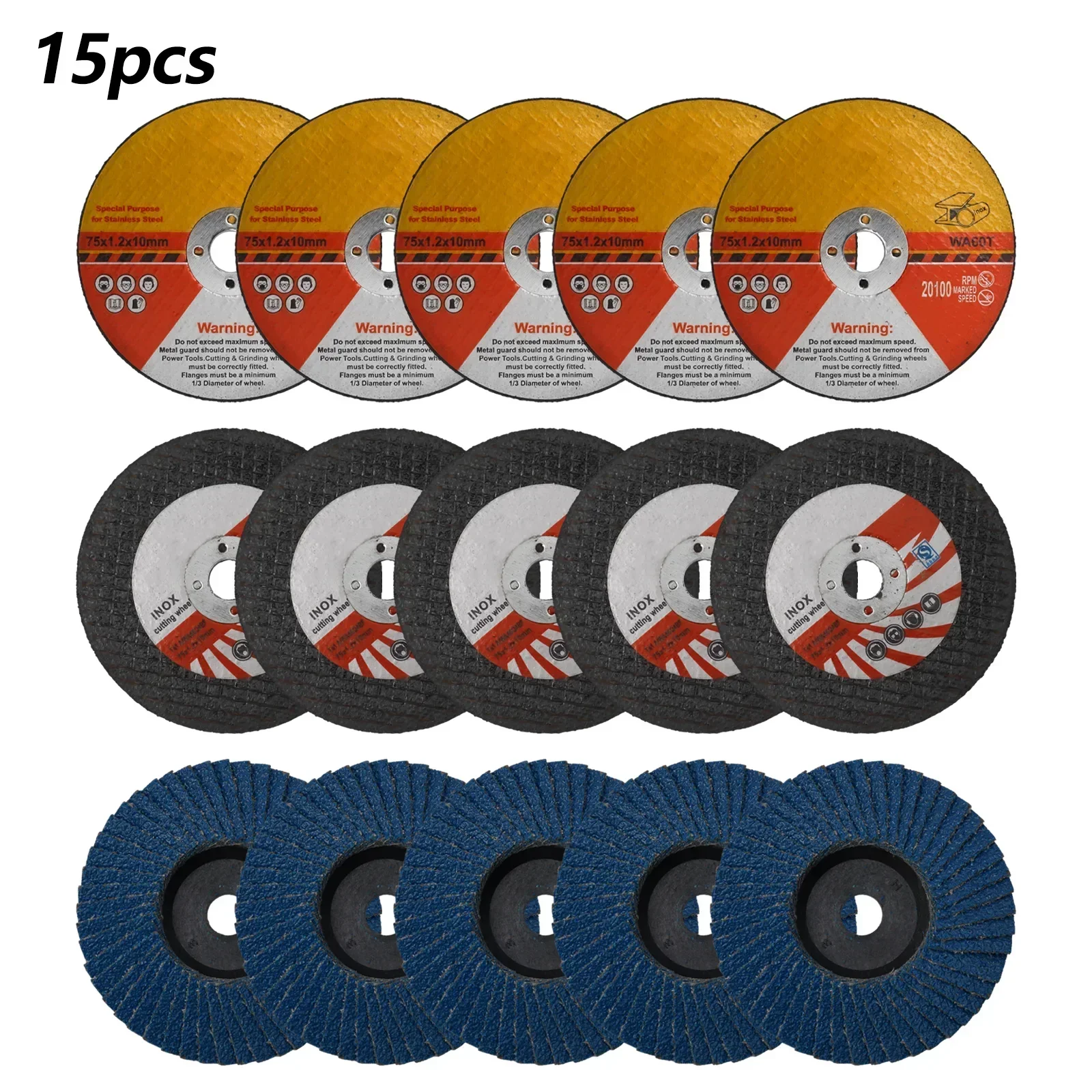 15 Uds. Discos de corte de hoja de sierra de resina 15 unids/set 75mm muelas circulares hoja rotativa para amoladora angular práctica